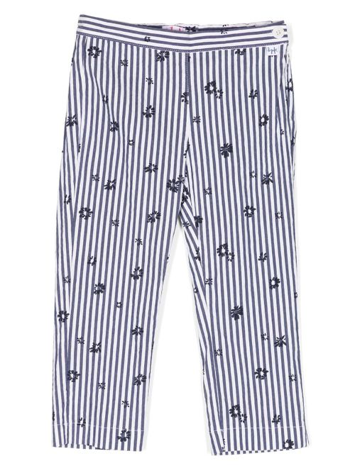 Side zip-fastening striped trousers - Blue