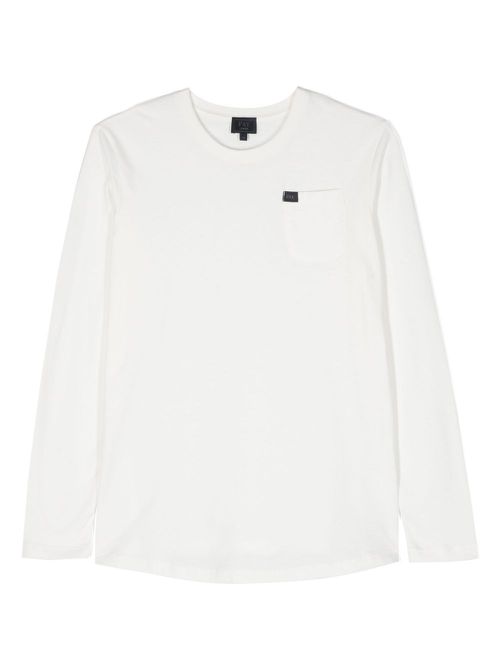 Logo-patch long-sleeve cotton T-shirt - White