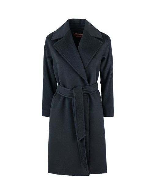 Black Notched Lapel Trench Coat