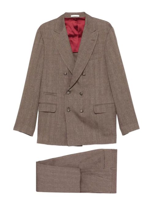 Leisure Suit In Linen And Wool Chevron