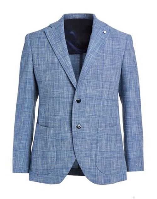 Man Blazer Light blue Size 48 Virgin Wool, Silk, Cotton, Polyamide
