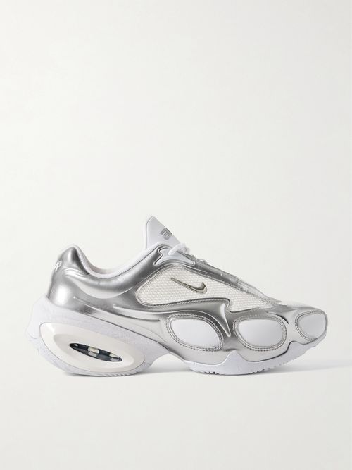 Air Max Muse Mesh-trimmed Metallic Leather Sneakers - White