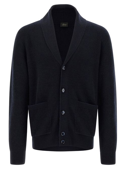 Cashmere Wool Blend Cardigan — Navy