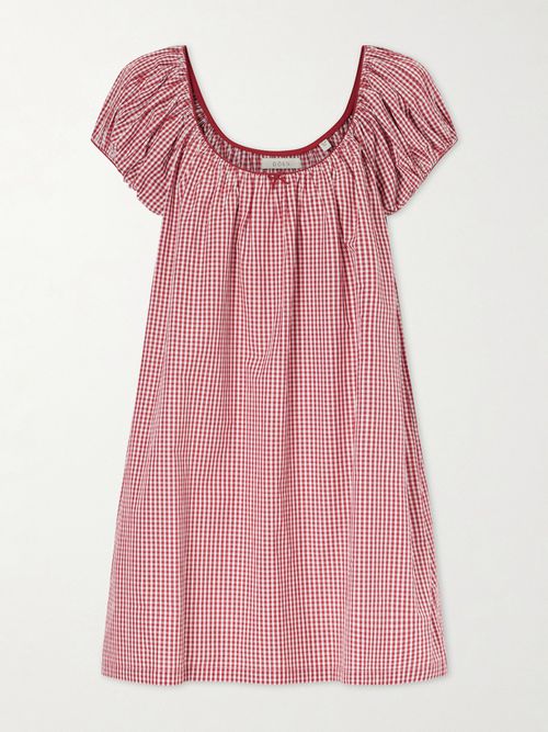 Julia Gathered Checked Organic Cotton Midi Dress - medium