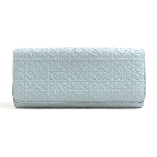 Loewe Light Blue Leather Long Wallet Bi-Fold Pre-Owned
