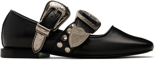 Toga Pulla SSENSE Exclusive Black Metal Leather Ballerina Flats