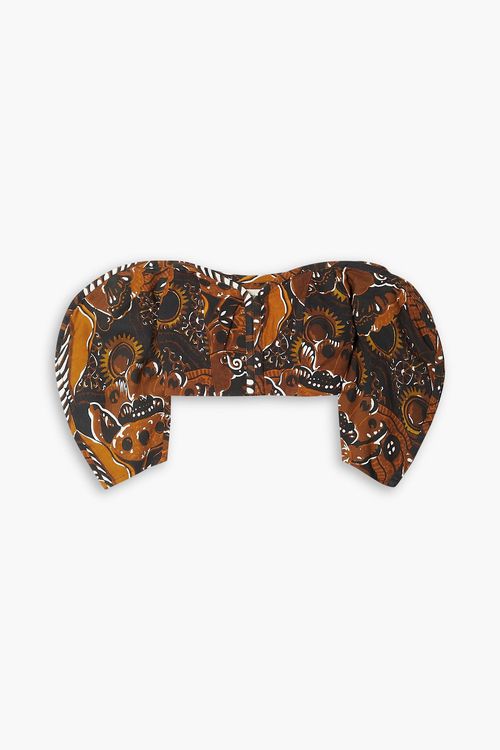 Juana off-the-shoulder cropped printed TENCEL™ Lyocell top