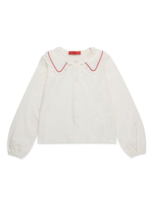Bib-collar cotton T-shirt - White