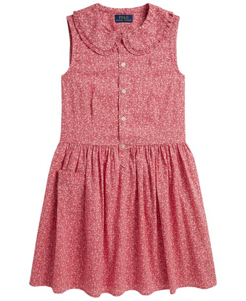 Girls' 7-16 Sleeveless Shirt Dress - Floral Pink