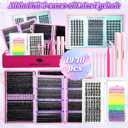 1940pcs/Set 13pcs False Eyelashes Gift Box - 30D-100D Curl, Cartoon/Mouse/Dog/Colorful/Fluffy Natural Cluster Fake Lashes, Includes Glue And Tools, Su