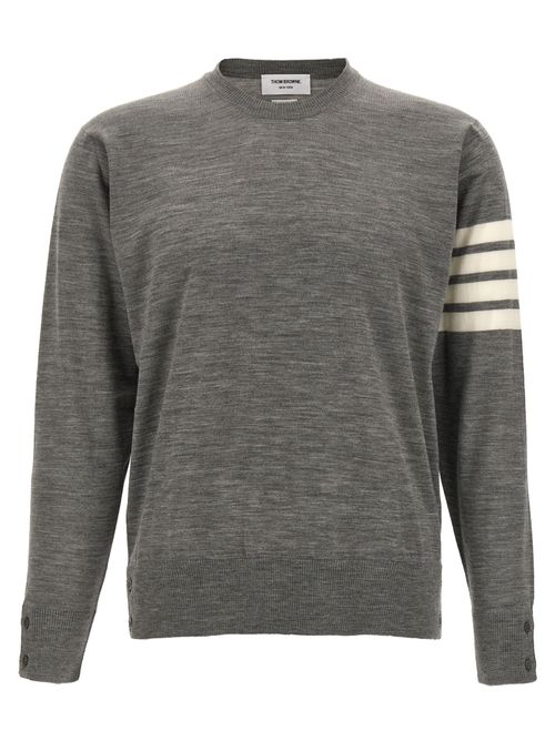 Virgin Wool with 4-Bar Stripe Sweater — Gray