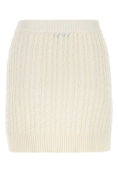 Ivory Cotton Blend Mini Skirt