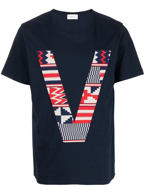Monogram-print short-sleeve T-shirt - Blue