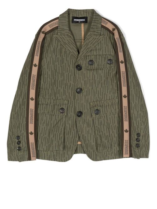 Logo-detail long-sleeve jacket - Green