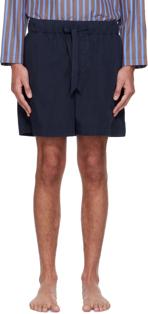 Navy Poplin Pyjama Shorts