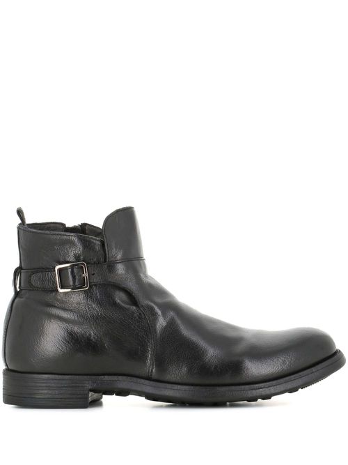 Buckle leather boots - Black