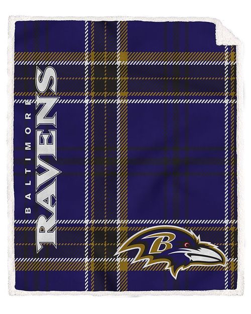 Baltimore Ravens Nfl Team Classic Plaid Sherpa Throw
