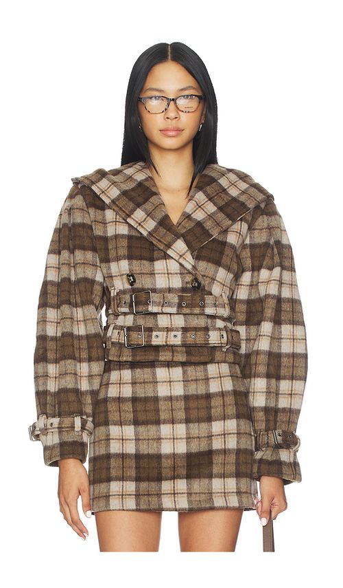 AFRM The Crop Trench Jacket in Brown. L. Also in M, S, XS