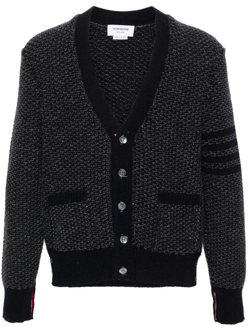 4-Bar textured-knit cardigan - Blue