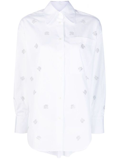 Crystal-embellished cotton shirt - White