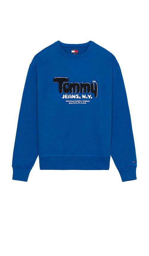 Tommy Jeans Boucle Crew Neck Sweatshirt in Blue. XS. Also in L, M, S, XL/1X