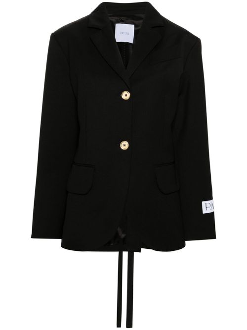 Single-breasted belted blazer - Black