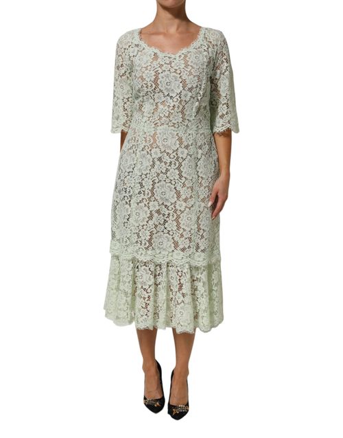 Floral Lace Midi Dress — Green