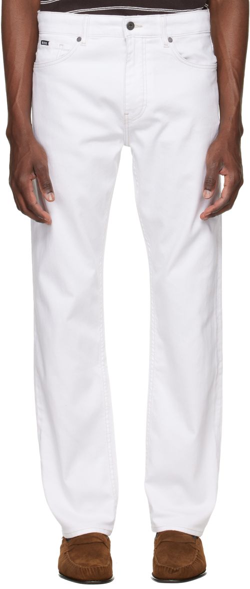 White Five-Pocket Stretch Jeans