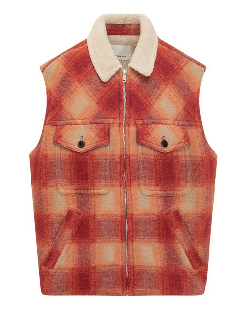 Plaid Checked Zip-up Gilet
