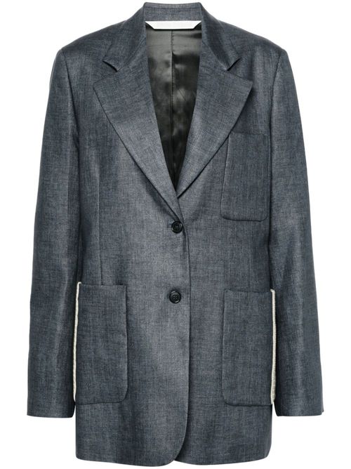 Single-breasted linen blazer - Grey