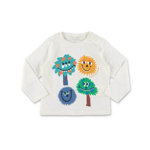 Stella Mccartney T-shirt Bianca In Jersey Di Cotone Baby Boy