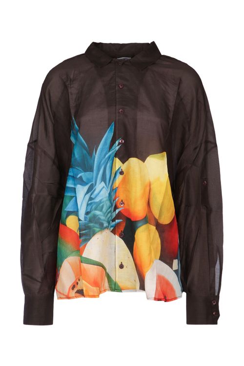 Donde Esteban Salpicon Long Sleeve Silk Shirt