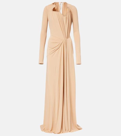 Asymmetric draped gown