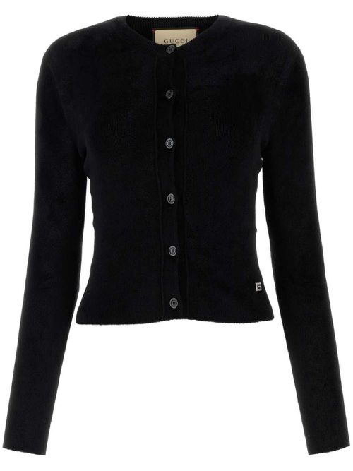 Logo-plaque cardigan - Black