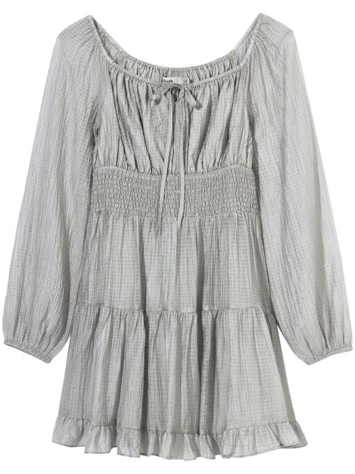Smocked ruffle-hem minidress - Grey