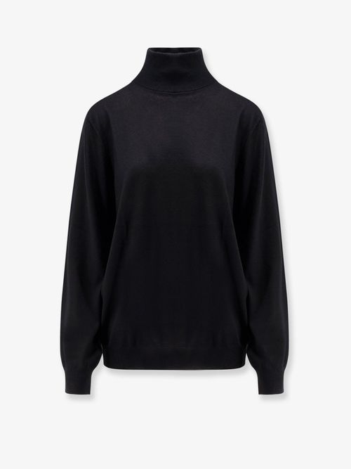 Cashmere-Silk Turtleneck Sweater — Black