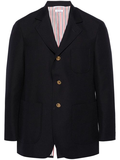 Single-breasted wool blazer - Blue