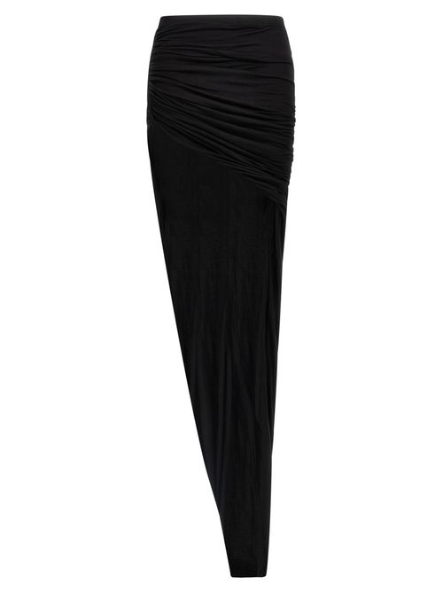 Black Asymmetric Long Skirt