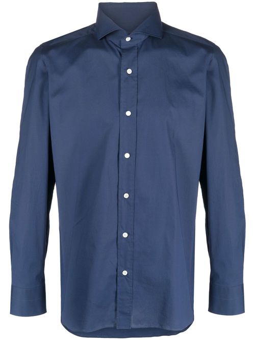 Spread collar cotton-blend shirt - Blue