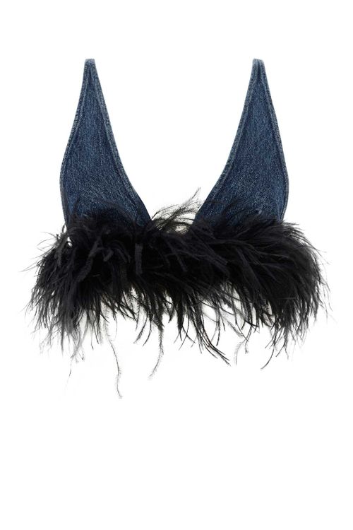 Denim Crop Blouse — Blue