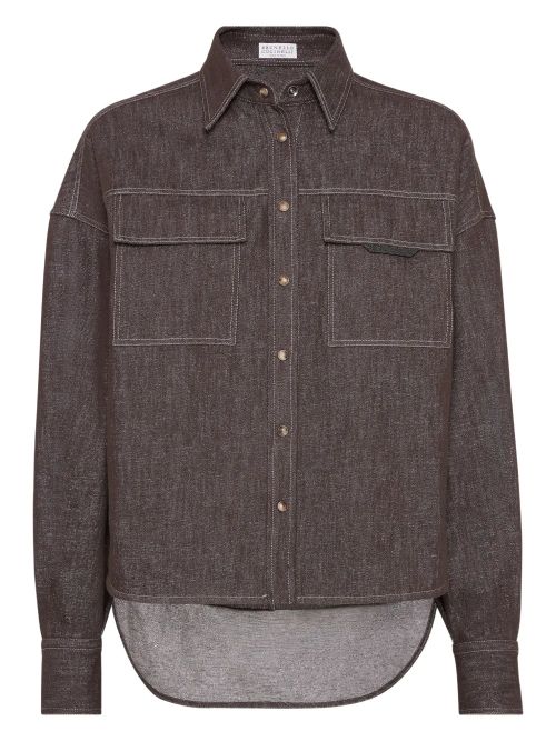 Contrast-Lining Shirt — Brown