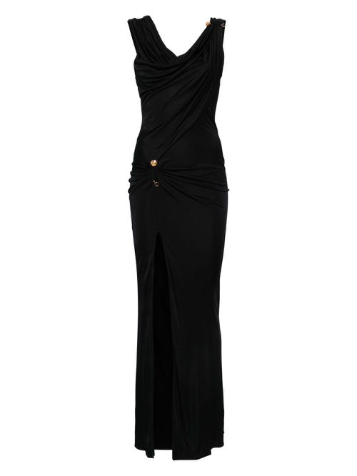 Asymmetric neck dress - Zwart