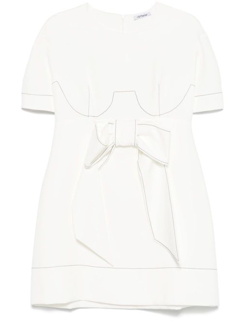 Contrast-stitching mini dress - Neutrals