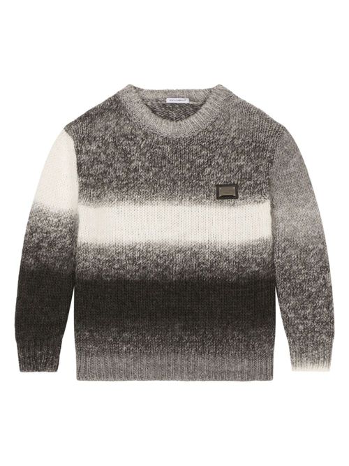 Dégradé stripe crew-neck jumper - Grey