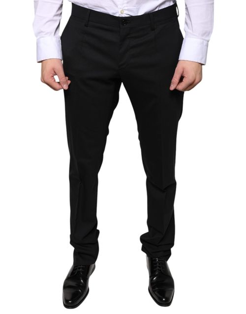 Virgin Wool Blend Trousers — Black