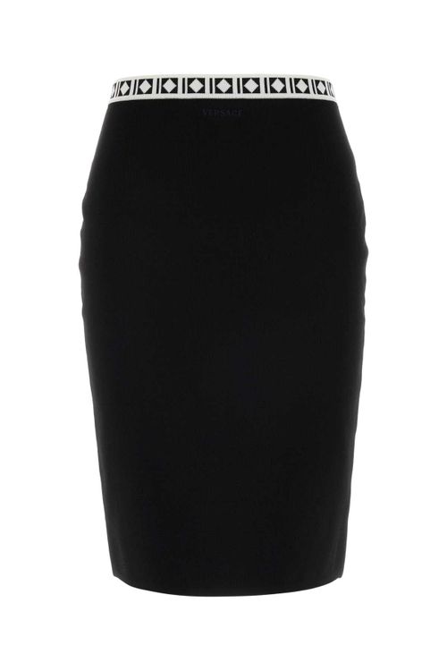 Logo-Waistband Pencil Skirt — Black