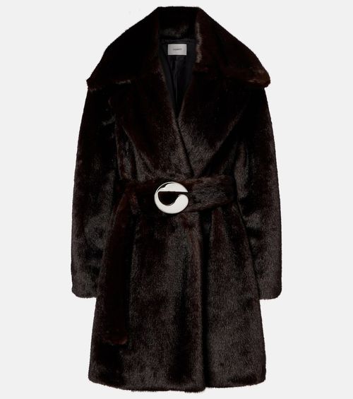 Logo belted coat