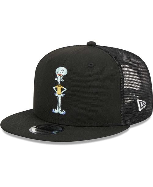 Men's Black SpongeBob SquarePants Squidward Mesh Trucker 9FIFTY Snapback Hat - Black