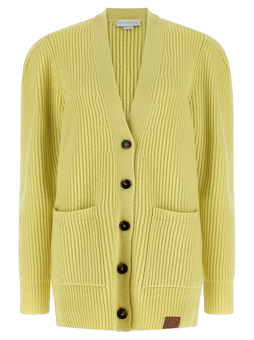 Virgin Wool Ribbed Cardigan — Yellow
