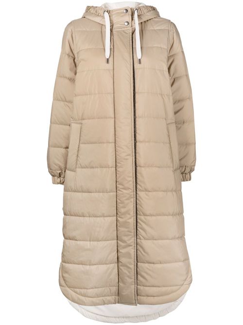 Monili-embellished quilted coat - Neutrals